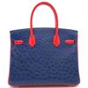 Hermès Birkin 30 Special Order HSS Blue Sapphire / Rouge de Coeur Ostrich GHW