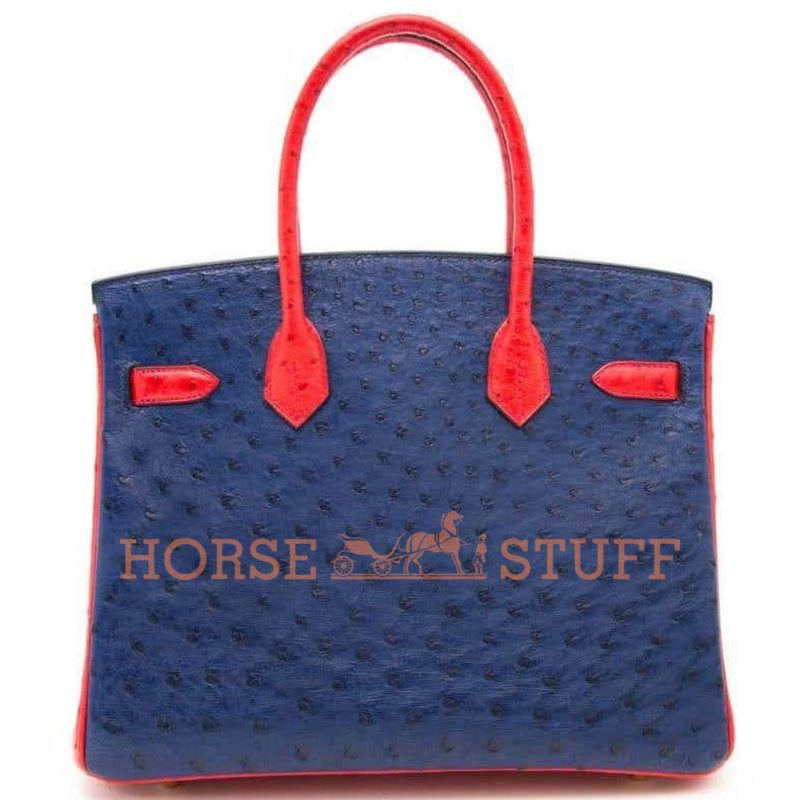 Hermès Birkin 30 Special Order HSS Blue Sapphire / Rouge de Coeur Ostrich GHW