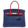 Hermès Birkin 30 Special Order HSS Blue Sapphire / Rouge de Coeur Ostrich GHW