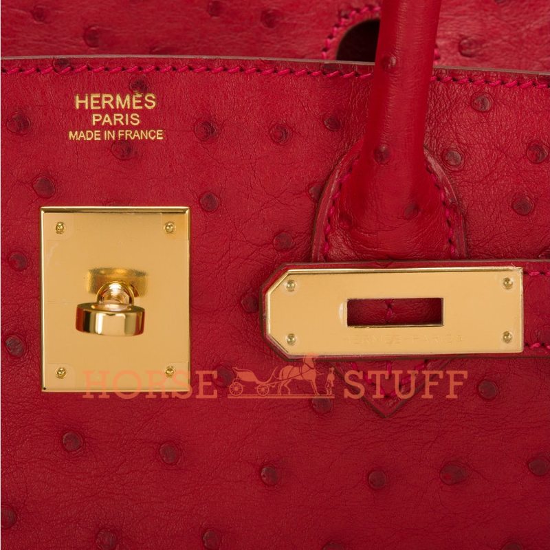 Hermès Birkin 30 Rouge Vif Ostrich GHW