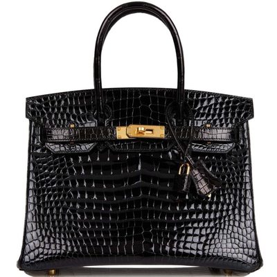 Hermès Birkin 30 Black Lisse Crocodile Porosus GHW