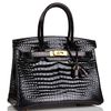 Hermès Birkin 30 Black Lisse Crocodile Porosus GHW