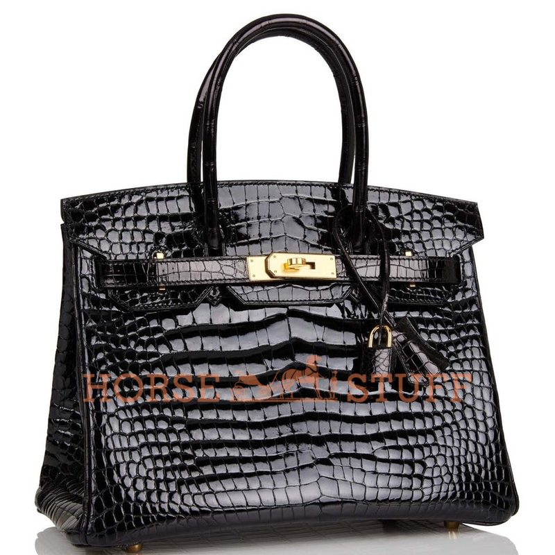 Hermès Birkin 30 Black Lisse Crocodile Porosus GHW