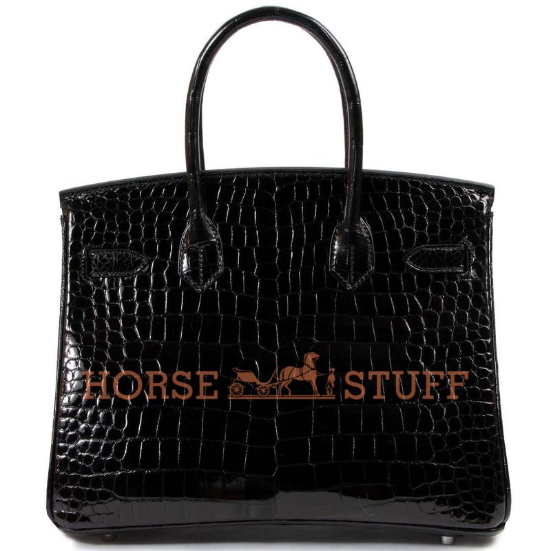 Hermès Birkin 30 Black Lisse Crocodile Porosus PHW