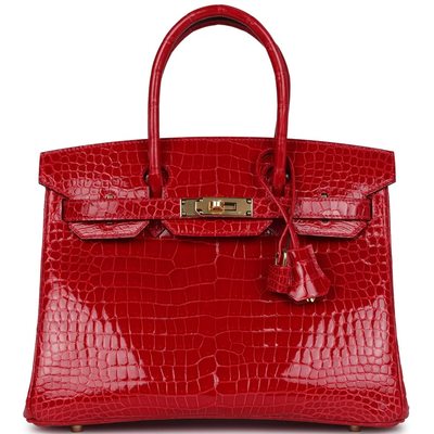 Hermès Birkin 30 Braise Shiny Crocodile Porosus GHW