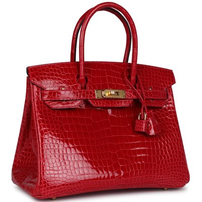 Hermès Birkin 30 Braise Shiny Crocodile Porosus GHW