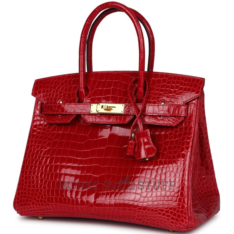 Hermès Birkin 30 Braise Shiny Crocodile Porosus GHW