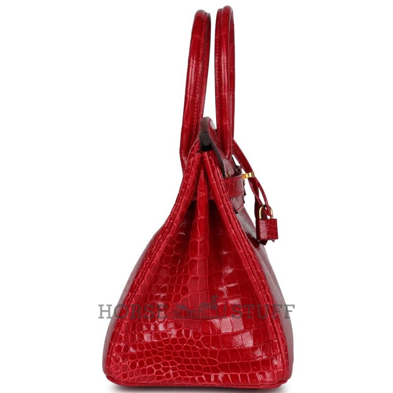Hermès Birkin 30 Braise Shiny Crocodile Porosus GHW