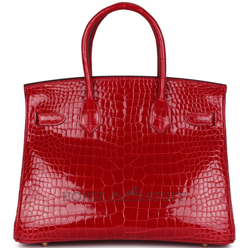 Hermès Birkin 30 Braise Shiny Crocodile Porosus GHW