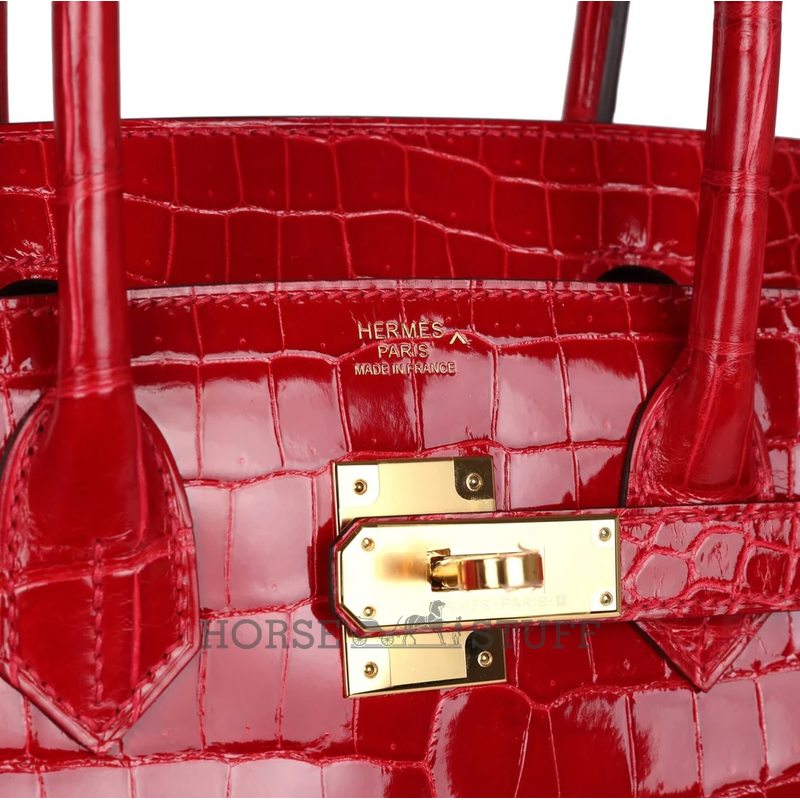 Hermès Birkin 30 Braise Shiny Crocodile Porosus GHW
