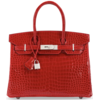 Hermès Birkin 30 Braise Lisse Crocodile Porosus White 18K Gold, Diamonds