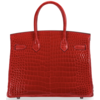 Hermès Birkin 30 Braise Lisse Crocodile Porosus White 18K Gold, Diamonds