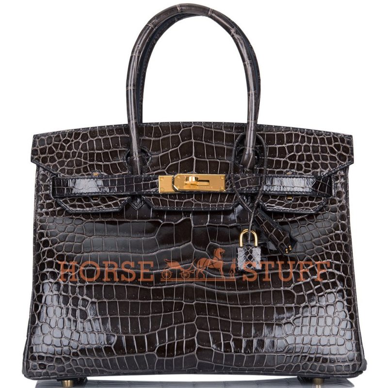 Hermès Birkin 30 Graphite Lisse Crocodile Porosus GHW