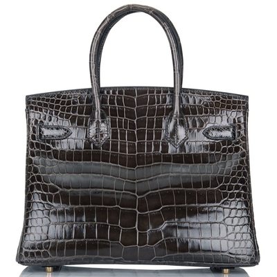 Hermès Birkin 30 Graphite Lisse Crocodile Porosus GHW