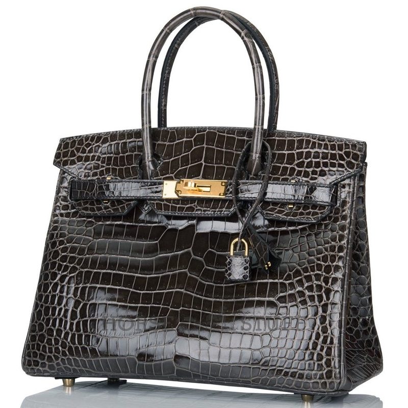 Hermès Birkin 30 Graphite Lisse Crocodile Porosus GHW