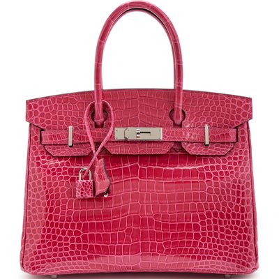 Hermès Birkin 30 Rose Mexico Shiny Crocodile Porosus PHW