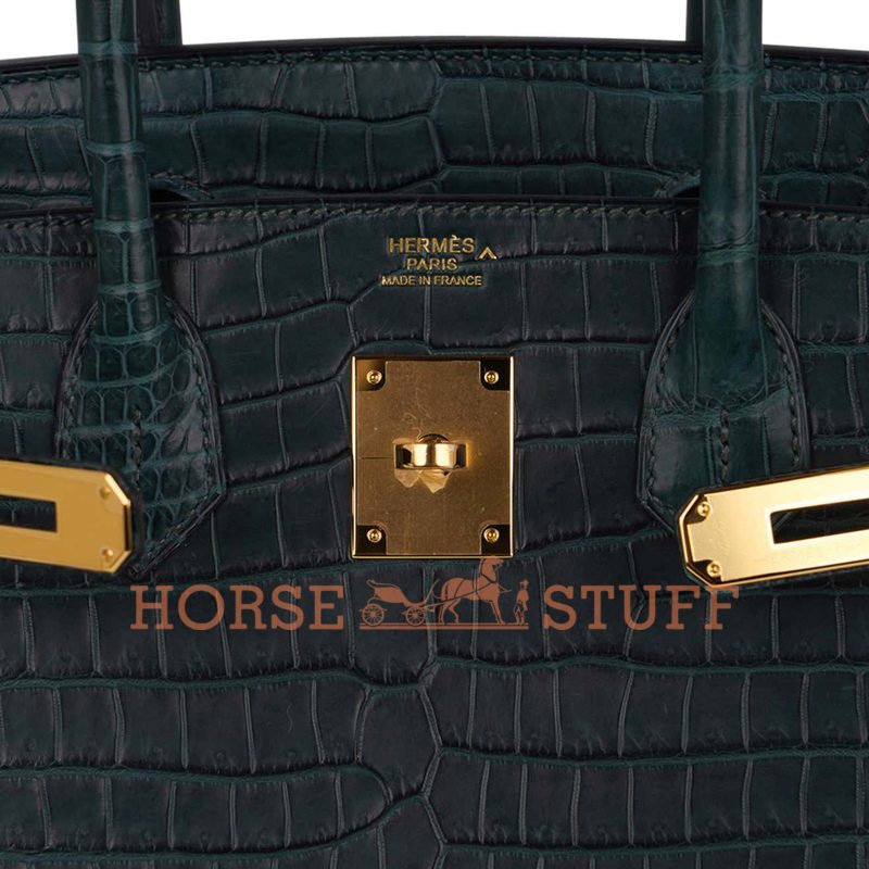 Hermès Birkin 30 Vert Fonce Matte Crocodile Porosus GHW