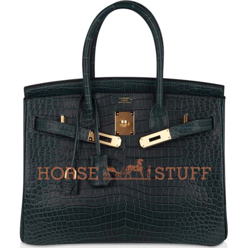 Hermès Birkin 30 Vert Fonce Matte Crocodile Porosus GHW