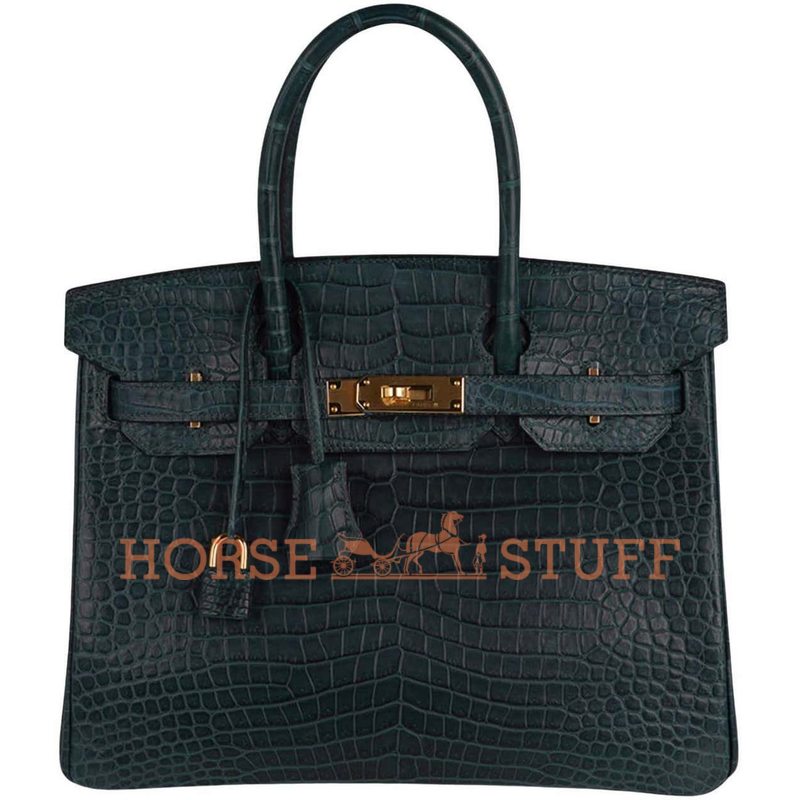 Hermès Birkin 30 Vert Fonce Matte Crocodile Porosus GHW