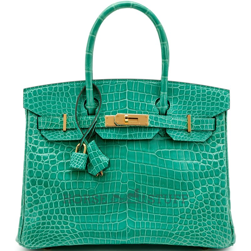 Hermès Birkin 30 Vert Jade Shiny Crocodile Porosus GHW
