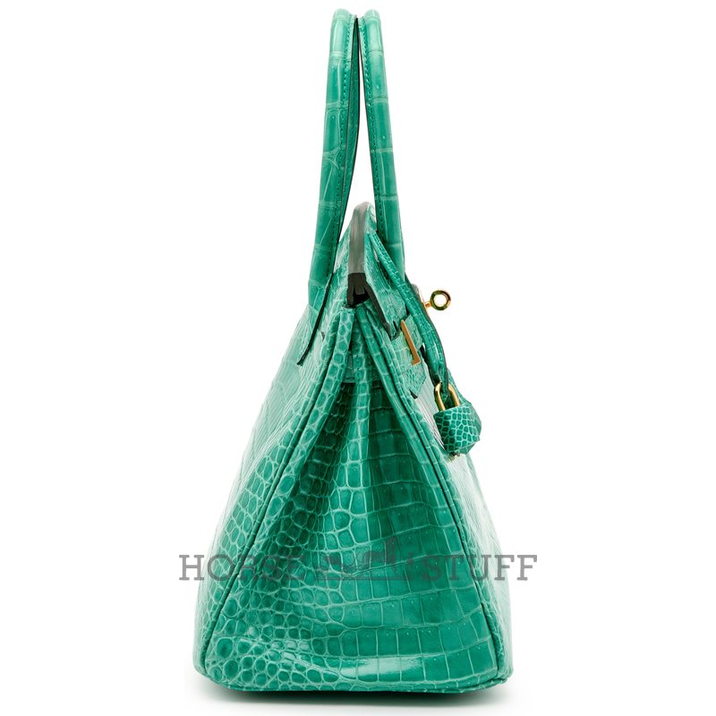 Hermès Birkin 30 Vert Jade Shiny Crocodile Porosus GHW