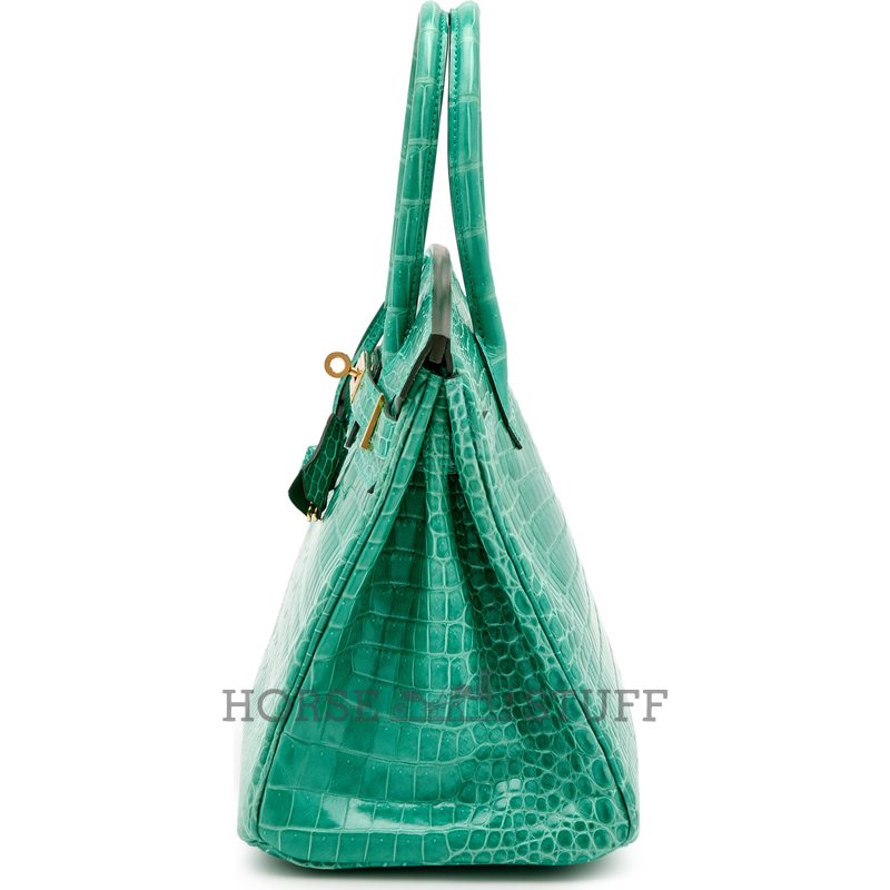 Hermès Birkin 30 Vert Jade Shiny Crocodile Porosus GHW