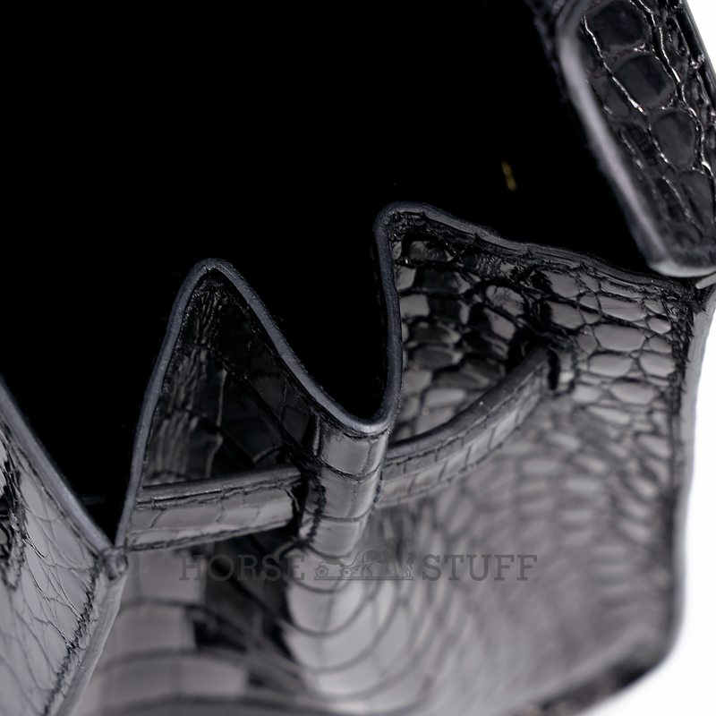 Hermès Birkin Sellier 30 Black Shiny Crocodile Porosus GHW
