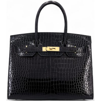 Hermès Birkin Sellier 30 Black Shiny Crocodile Porosus GHW