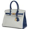 Hermès Birkin 30 Special Order HSS Gris Perle / Blue Sapphire Chèvre BGHW