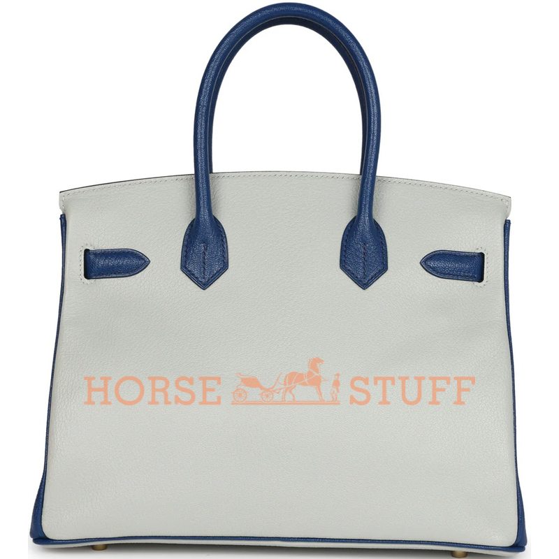 Hermès Birkin 30 Special Order HSS Gris Perle / Blue Sapphire Chèvre BGHW