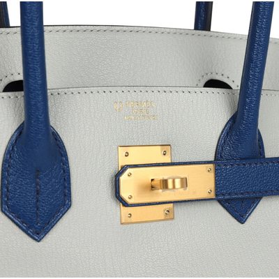 Hermès Birkin 30 Special Order HSS Gris Perle / Blue Sapphire Chèvre BGHW