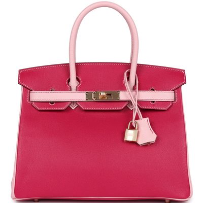 Hermès Birkin 30 Special Order HSS Rose Mexico / Rose Sakura Chèvre RGHW