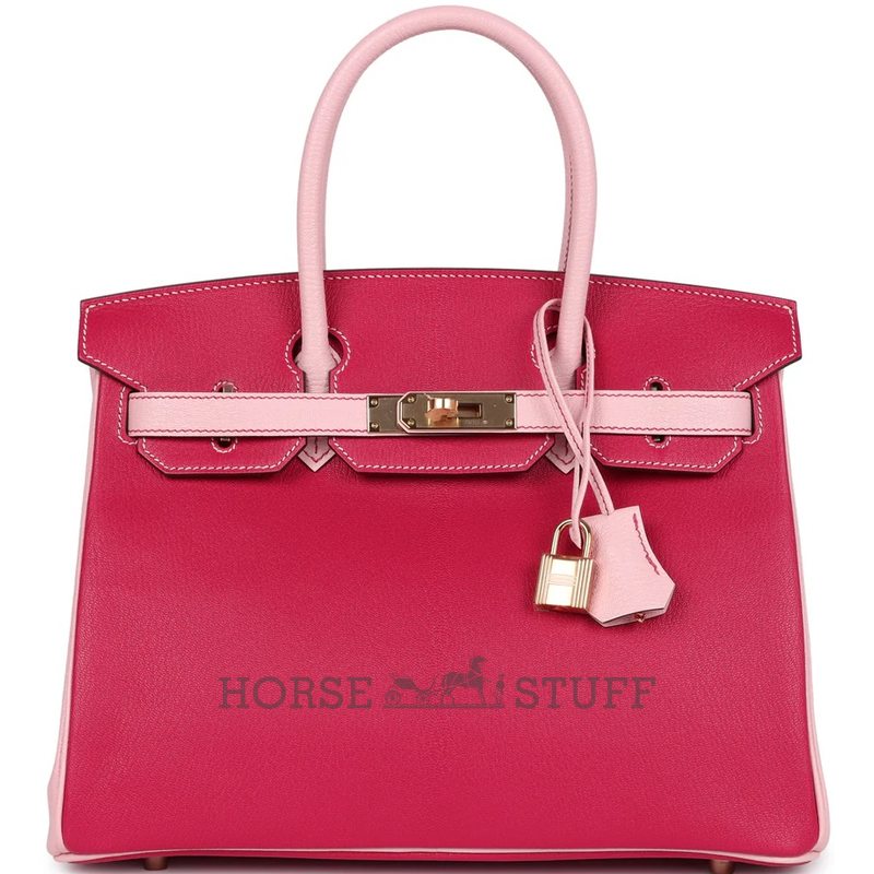Hermès Birkin 30 Special Order HSS Rose Mexico / Rose Sakura Chèvre RGHW