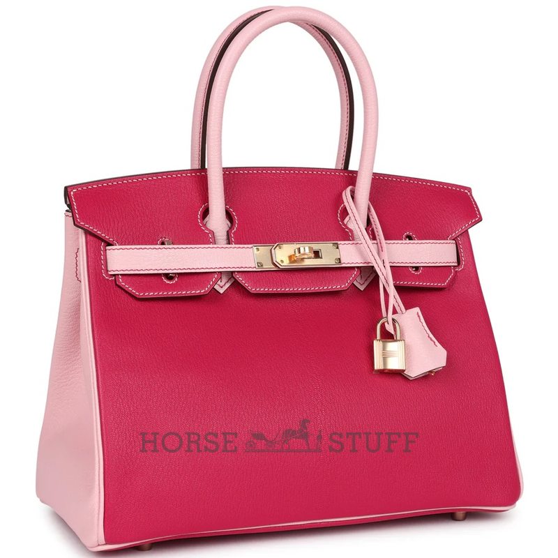 Hermès Birkin 30 Special Order HSS Rose Mexico / Rose Sakura Chèvre RGHW