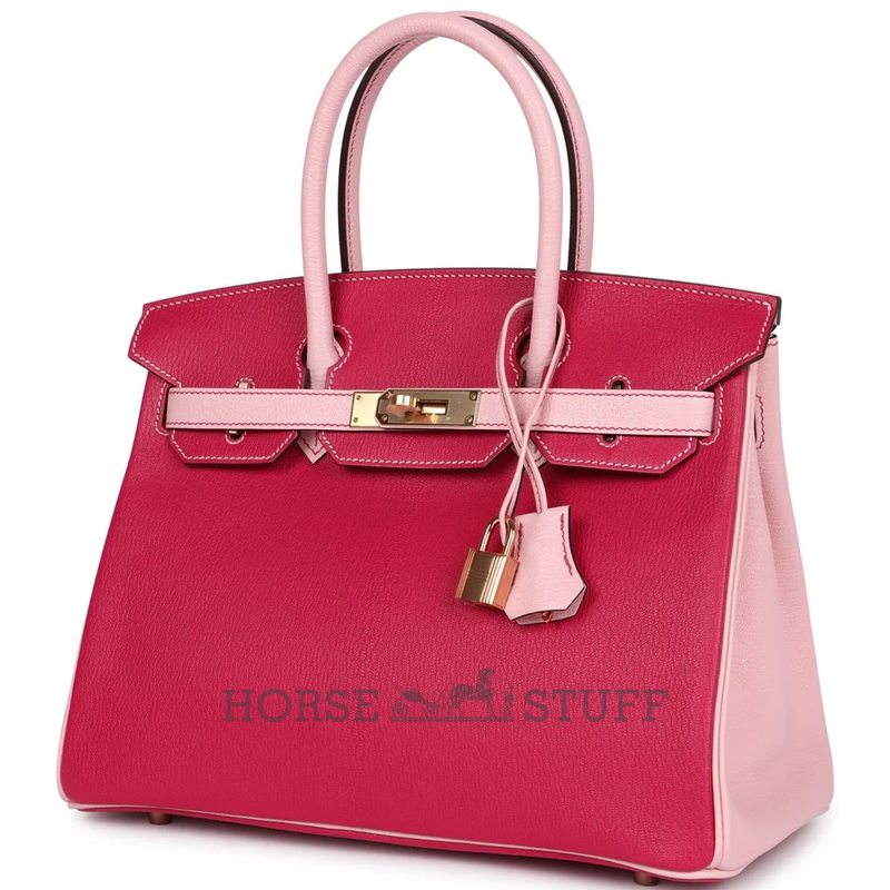 Hermès Birkin 30 Special Order HSS Rose Mexico / Rose Sakura Chèvre RGHW