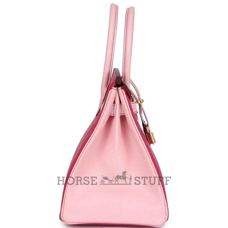 Hermès Birkin 30 Special Order HSS Rose Mexico / Rose Sakura Chèvre RGHW