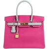 Hermès Birkin 30 Special Order HSS Rose Shocking / Gris Perle Chèvre BGHW