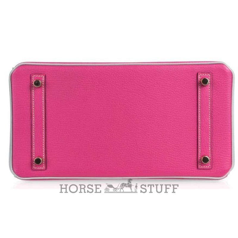 Hermès Birkin 30 Special Order HSS Rose Shocking / Gris Perle Chèvre BGHW