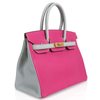 Hermès Birkin 30 Special Order HSS Rose Shocking / Gris Perle Chèvre BGHW