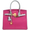 Hermès Birkin 30 Special Order HSS Rose Shocking / Gris Perle Chèvre BGHW