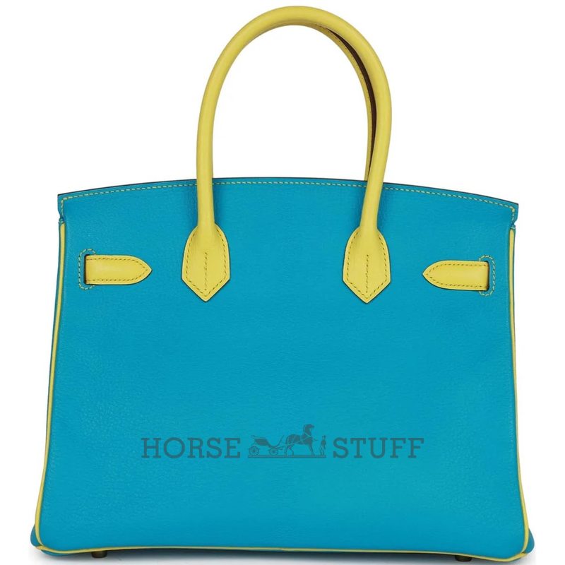 Hermès Birkin 30 Special Order HSS Turquoise / Lime Chèvre GHW