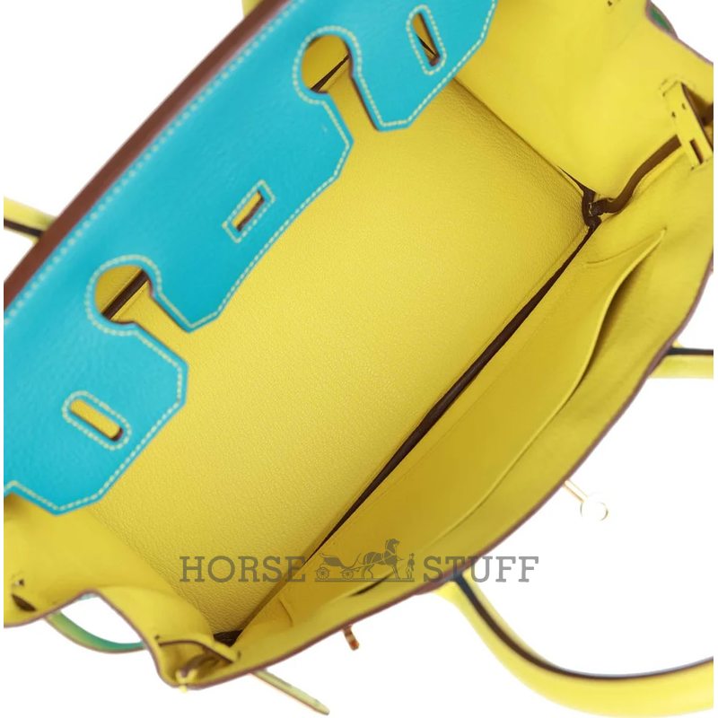 Hermès Birkin 30 Special Order HSS Turquoise / Lime Chèvre GHW