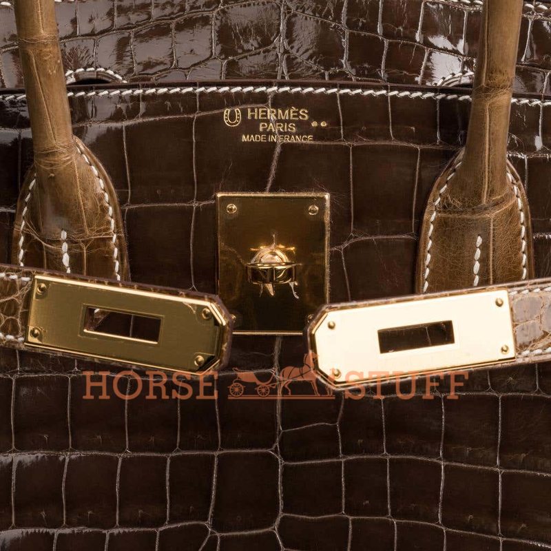 Hermès Birkin 30 Special Order HSS Gris Elephant / Ficelle Lisse Crocodile Niloticus GHW