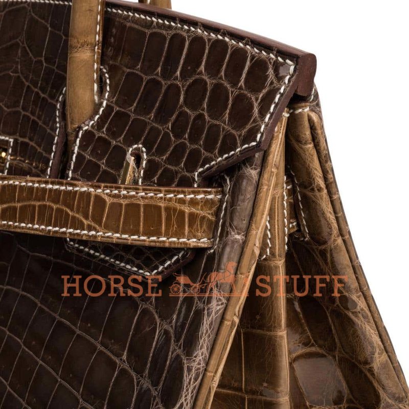 Hermès Birkin 30 Special Order HSS Gris Elephant / Ficelle Lisse Crocodile Niloticus GHW