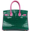 Hermès Birkin 30 Special Order HSS Vert Emerald / Rose Scheherazade Shiny Crocodile Niloticus BGHW