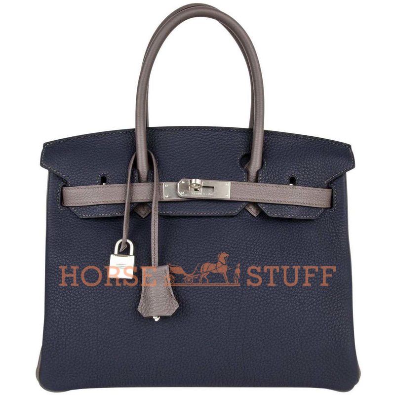 Hermès Birkin 30 Special Order HSS Blue Nuit / Etain Togo BPHW