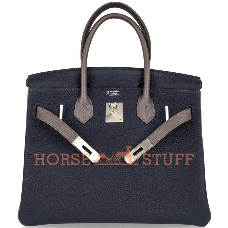 Hermès Birkin 30 Special Order HSS Blue Nuit / Etain Togo BPHW