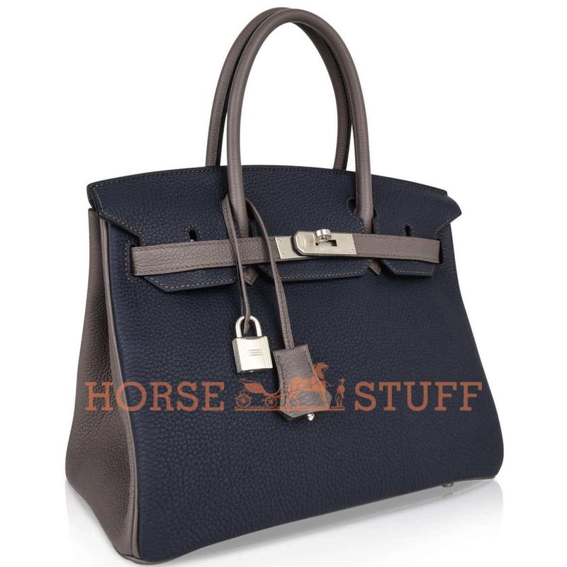 Hermès Birkin 30 Special Order HSS Blue Nuit / Etain Togo BPHW