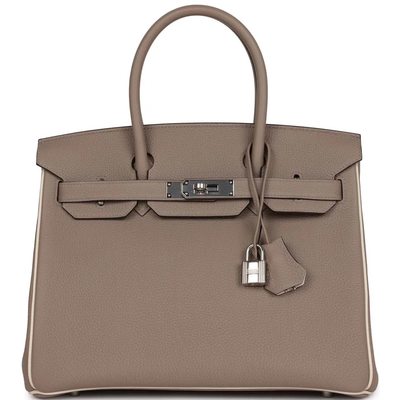 Hermès Birkin 30 Special Order HSS Gris Tourterelle / Craie Togo PHW