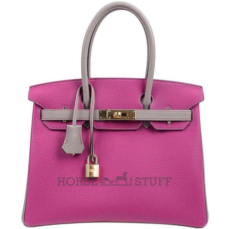 Hermès Birkin 30 Special Order HSS Rose Pourpre / Gris Asphalt Togo GHW